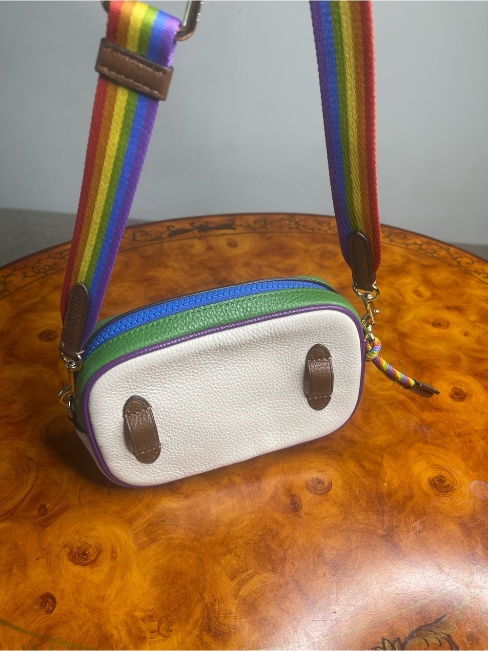 Coach Colorblock Crossbody with Blue Zipper and Rainbow Logo - Picture 2 of 10